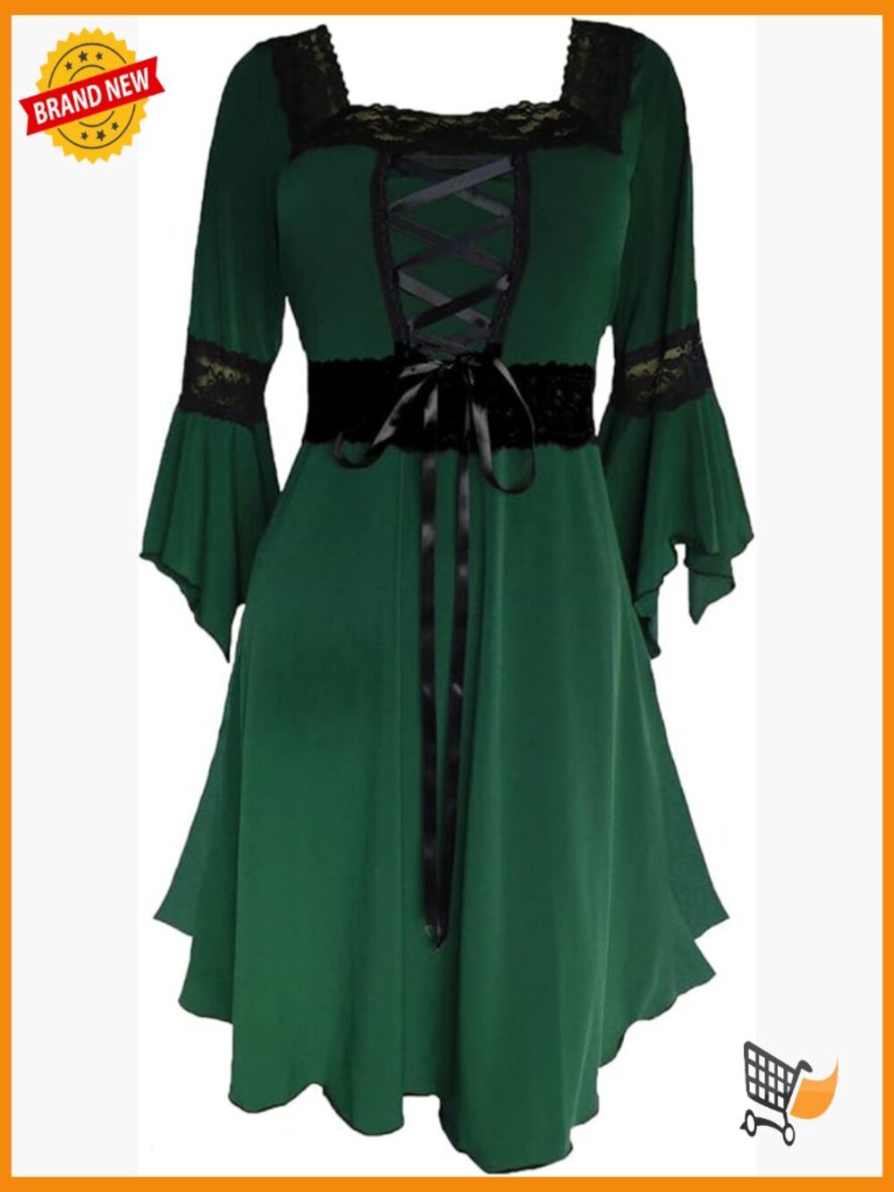 Renaissance Corset Dress Victorian Gothic Witchy Gown for Halloween Cosplay